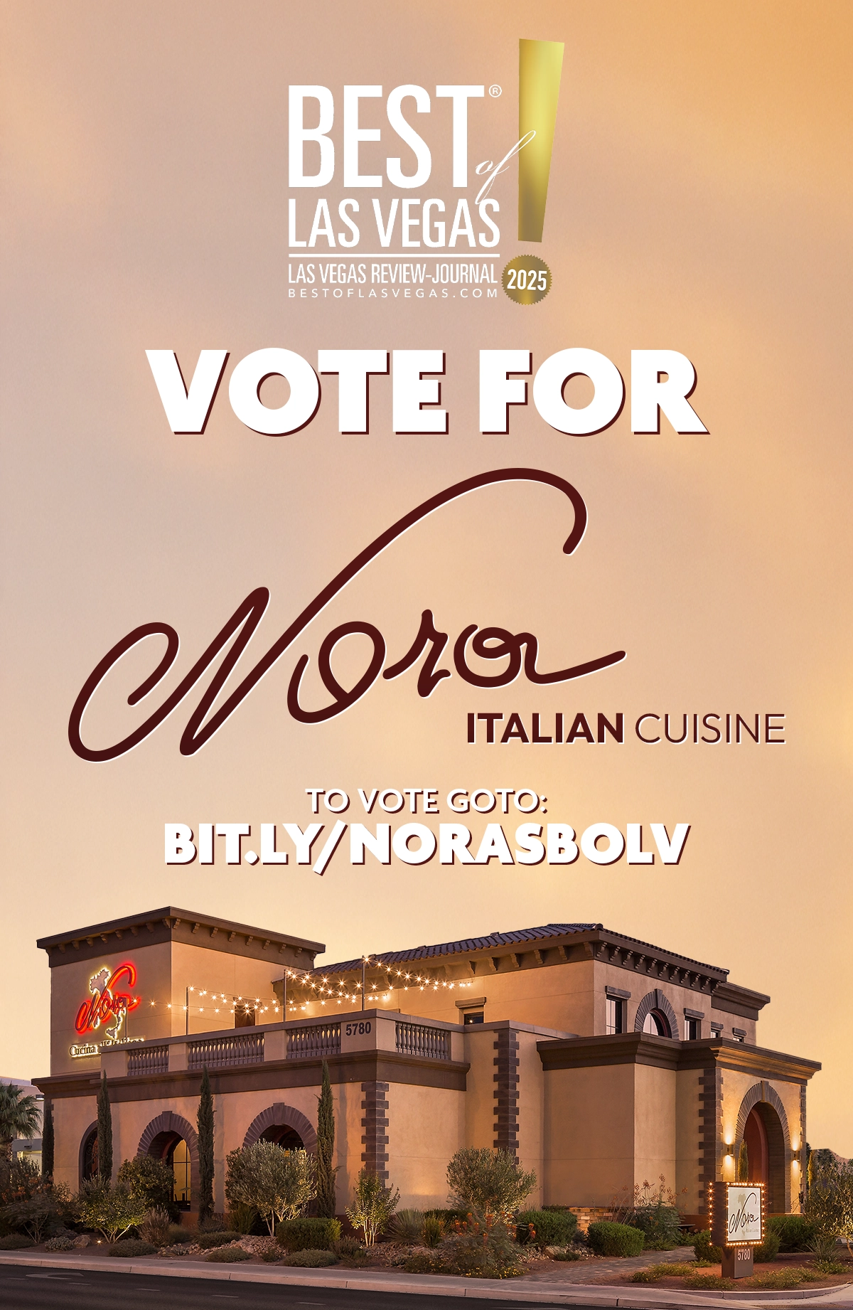 Best of Las Vegas 2025 - Nora's Cuisine is an Italian restaurant on Flamingo Road in Las Vegas, NV.